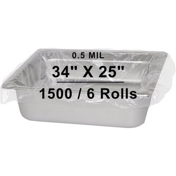 34X25 inches Steam Table Pan Liners 0.5 Mil With Twist Ties HDPE